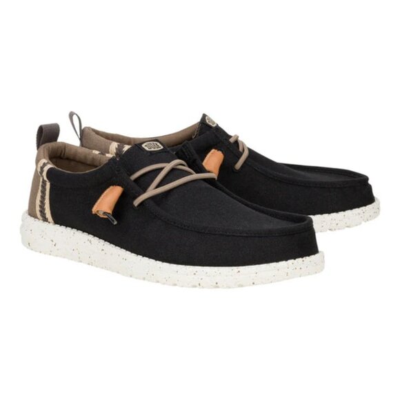 NEW Hey Dude Men's Wally Craft Linen Black Walnut